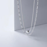 TrustDavis 925 Silver Double Layer Chain Choker Necklace Wedding Jewelry