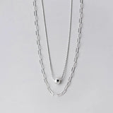 TrustDavis 925 Silver Double Layer Chain Choker Necklace Wedding Jewelry