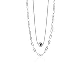 TrustDavis 925 Silver Double Layer Chain Choker Necklace Wedding Jewelry
