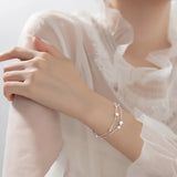 925 Silver Double Layer Star Beads Bracelet Wedding Party Jewelry