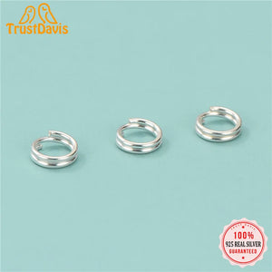 TrustDavis Real 925 Silver Double Ring DIY Jewelry