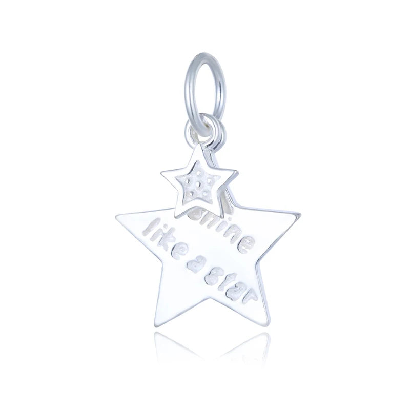 TrustDavis 925 Silver Double Star Charm Pendant DIY Jewelry HY273