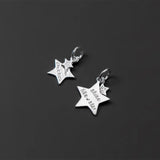 TrustDavis 925 Silver Double Star Charm Pendant DIY Jewelry HY273