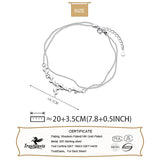 Genuine 925 Silver Double Beads Chain Leaf Anklets for Women