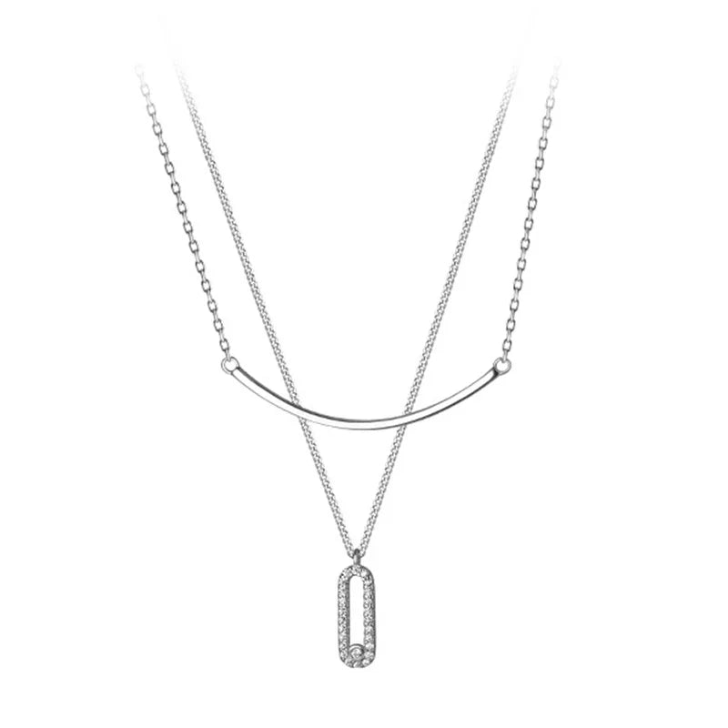 TrustDavis 925 Silver Double-deck Chain Necklace For Women Wedding