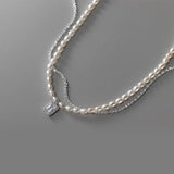 TrustDavis 925 Silver Beads Necklace Wedding Jewelry