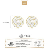 TrustDavis 925 Silver Pearl Flower Stud Earrings Women Anniversary Jewelry