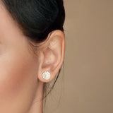 TrustDavis 925 Silver Pearl Flower Stud Earrings Women Anniversary Jewelry