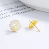 TrustDavis 925 Silver Pearl Flower Stud Earrings Women Anniversary Jewelry