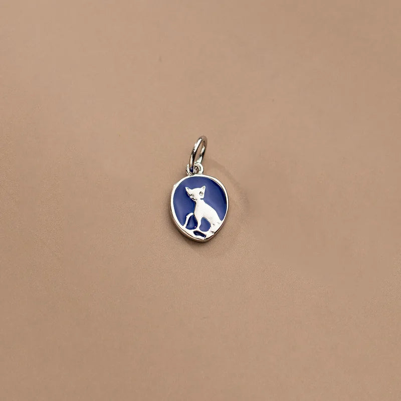 TrustDavis 925 Silver Cat Pendant DIY Necklace Fine Jewelry