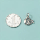 TrustDavis 925 Sterling Silver Fish Charm Pendant DIY Jewelry HY193