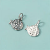 TrustDavis 925 Sterling Silver Fish Charm Pendant DIY Jewelry HY193