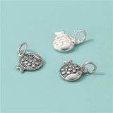 TrustDavis 925 Sterling Silver Fish Charm Pendant DIY Jewelry HY193