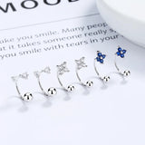 925 Silver Flower Bowknot Stud Earrings Wedding Jewelry