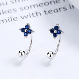 925 Silver Flower Bowknot Stud Earrings Wedding Jewelry
