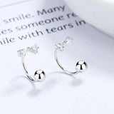 925 Silver Flower Bowknot Stud Earrings Wedding Jewelry
