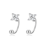 925 Silver Flower Bowknot Stud Earrings Wedding Jewelry
