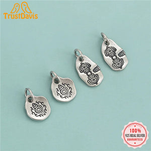 TrustDavis Real 925 Silver Flower Charm Pendant Bracelet Necklace Accessory