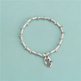 TrustDavis Real 925 Silver Flower Charm Pendant Bracelet Necklace Accessory