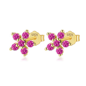TrustDavis 925 Sterling Silver Flower CZ Stud Earrings Women Girls Jewelry DF247