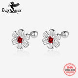 925 Silver Flower Zircon Stud Earrings for Girls - DF2101