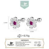 925 Silver Flower Zircon Stud Earrings for Girls - DF2101
