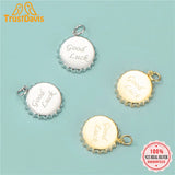 TrustDavis 925 Silver GOOD LUCK Beer Bottle Cap Charm Pendant