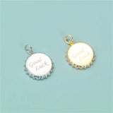 TrustDavis 925 Silver GOOD LUCK Beer Bottle Cap Charm Pendant