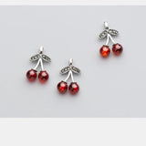 TrustDavis 925 Sterling Silver Garnet Red Cherry Charm Pendant