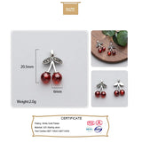 TrustDavis 925 Sterling Silver Garnet Red Cherry Charm Pendant