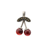 TrustDavis 925 Sterling Silver Garnet Red Cherry Charm Pendant