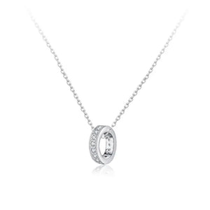 TrustDavis 925 Silver Geometric Circle Zircon Necklace Wedding Jewelry LB178