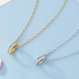TrustDavis 925 Silver Geometric Circle Zircon Necklace Wedding Jewelry LB178