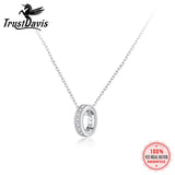 TrustDavis 925 Silver Geometric Circle Zircon Necklace Wedding Jewelry LB178