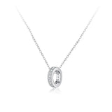 TrustDavis 925 Silver Geometric Circle Zircon Necklace Wedding Jewelry LB178