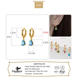 925 Silver Zircon Charm Hoop Earrings Wedding Jewelry