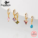 925 Silver Zircon Charm Hoop Earrings Wedding Jewelry