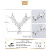 TrustDavis 925 Sterling Silver Double Circle Bat Charm Pendant DIY Jewelry