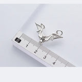 TrustDavis 925 Sterling Silver Double Circle Bat Charm Pendant DIY Jewelry