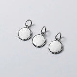 TrustDavis 925 Silver Geometric Round Coin Flower Charm Pendant DIY Jewelry