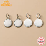 TrustDavis 925 Silver Geometric Round Coin Flower Charm Pendant DIY Jewelry