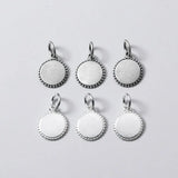 TrustDavis 925 Silver Geometric Round Coin Flower Charm Pendant DIY Jewelry