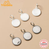 TrustDavis 925 Silver Geometric Round Coin Flower Charm Pendant DIY Jewelry