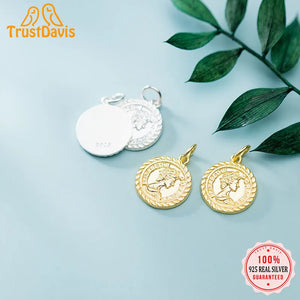 TrustDavis 925 Sterling Silver Round Queen Charm Pendant DIY Jewelry