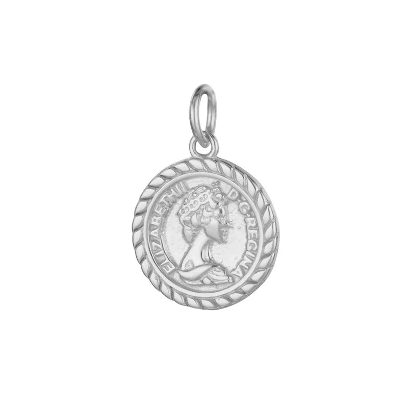 TrustDavis 925 Sterling Silver Round Queen Charm Pendant DIY Jewelry