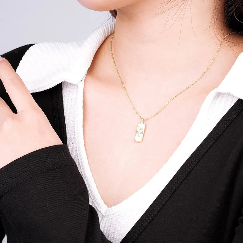 TrustDavis 925 Silver Geometric Vintage Necklace for Women Wedding Party Jewelry