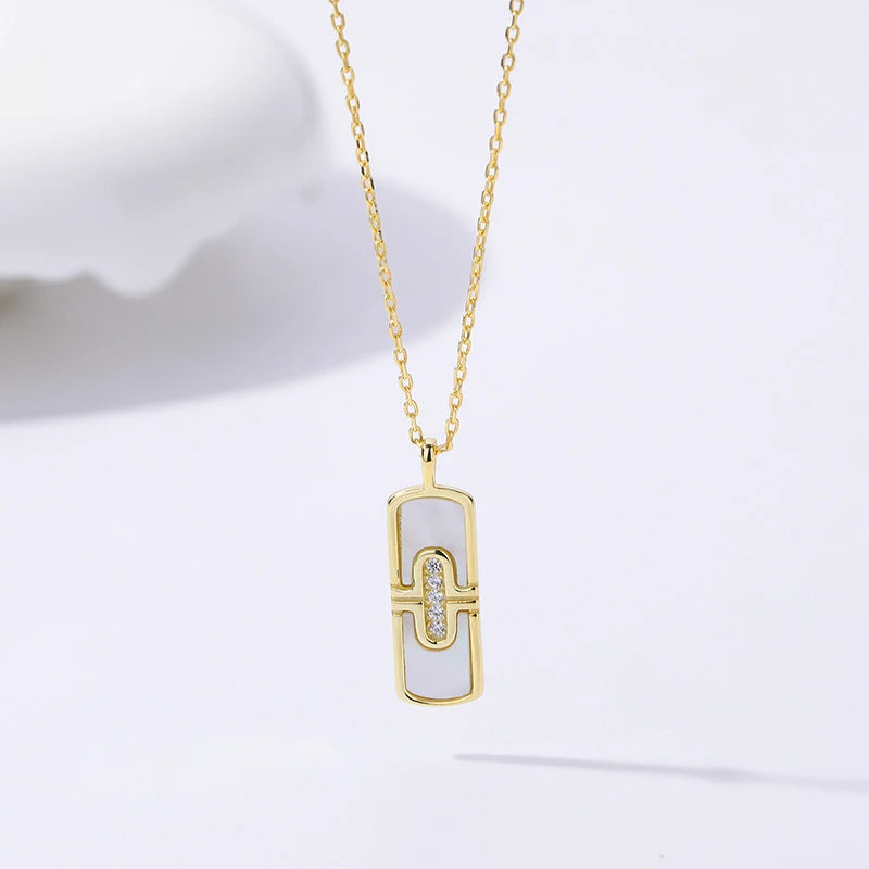 TrustDavis 925 Silver Geometric Vintage Necklace for Women Wedding Party Jewelry