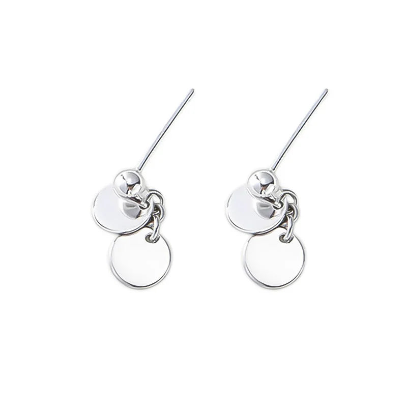 Davis 925 Silver Geometry Wafer Stud Earrings Women Wedding Jewelry