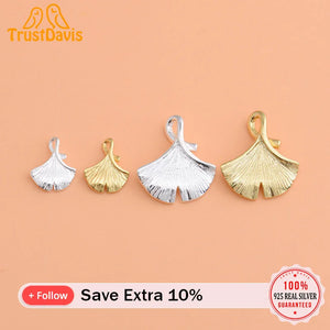 TrustDavis 925 Silver Ginkgo Charm Pendant DIY Accessories