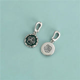 TrustDavis 925 Sterling Silver Glaze Camellias Flower Pendant
